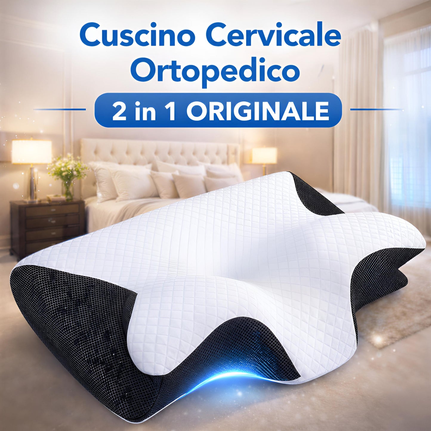 Cuscino Cervicale Ortopedico - 2 in 1 per Collo e Colonna Vertebrale